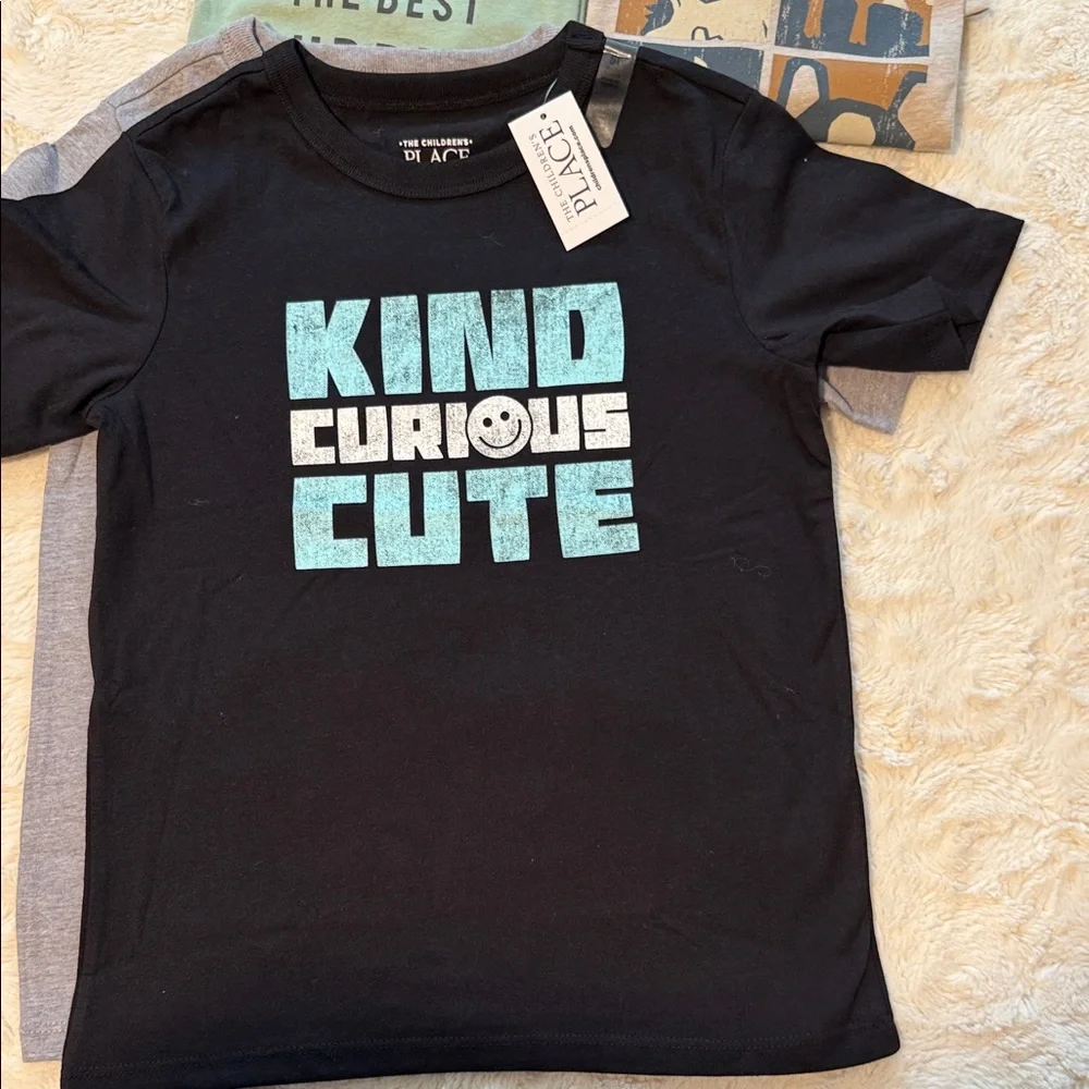 The Children's Place Kids Tees - Green, Tan, Gray, Black. Pack of 4 Tees - Picture 3 of 5